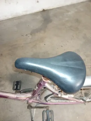 Bicicleta de paseo morada con cesta