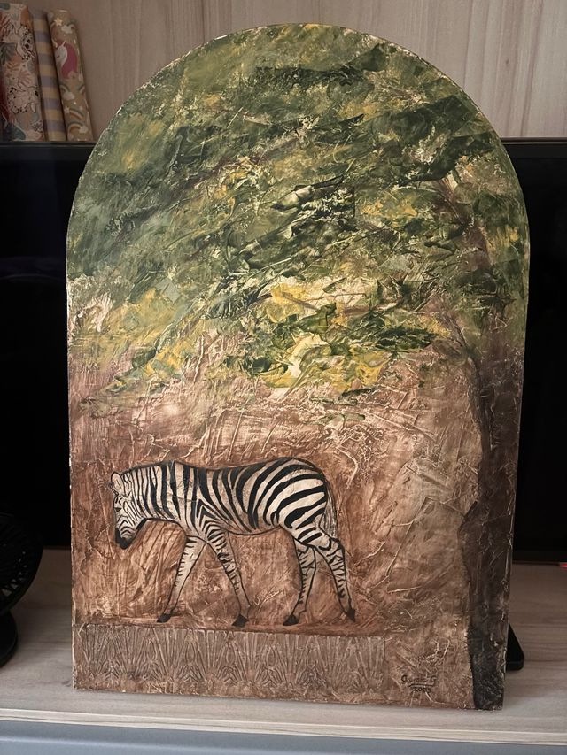 Quadro Zebra Foresto Dipinto a Mano