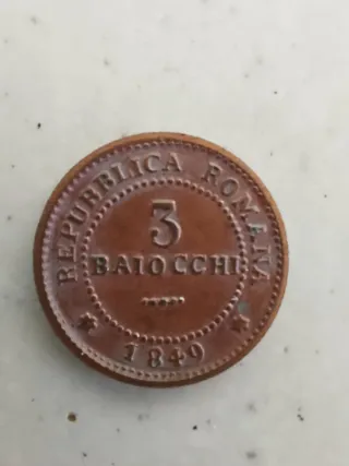 Moneta 3 Baiocchi 1849 Repubblica Romana