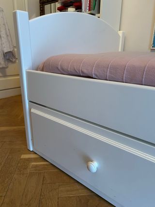 Cama nido blanca madera lacada + 2 colchones