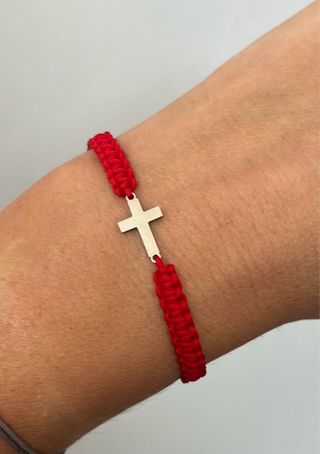 Pulsera Cruz Acero Inoxidable Roja