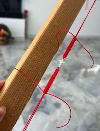 Pulsera Cruz Acero Inoxidable Roja