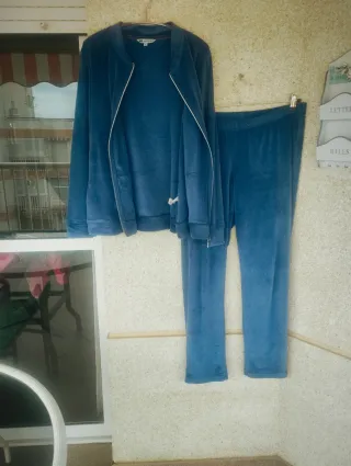 Chándal Homewear terciopelo azul talla L