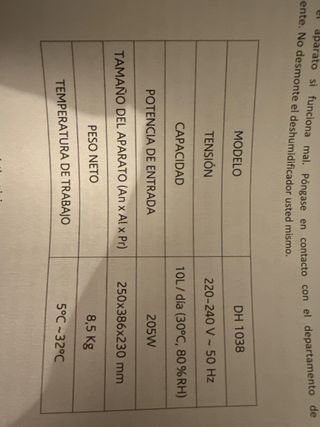 Deshumidificador blanco