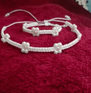 Conjunto Pulsera y Collar Flores Niña