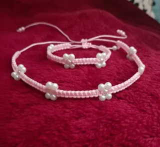 Conjunto Pulsera y Collar Flores Niña