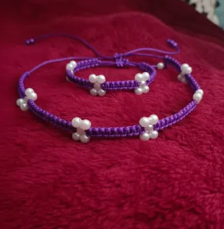 Conjunto Pulsera y Collar Flores Niña