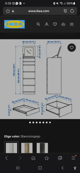 Cómoda Ikea Malm con espejo
