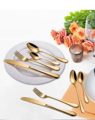 2 Cuberterías Dorada 24 Piezas Acero Ino