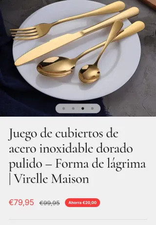 2 Cuberterías Dorada 24 Piezas Acero Ino