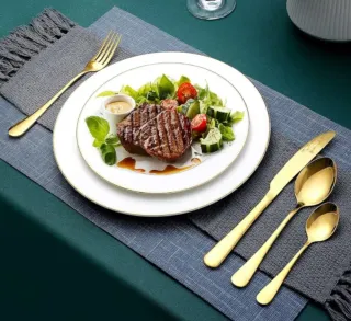 2 Cuberterías Dorada 24 Piezas Acero Ino