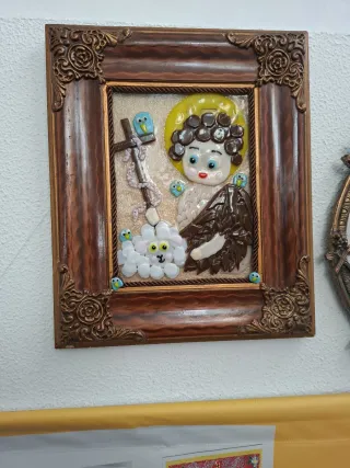 São João em Vidro com Moldura Moldura antiga 36x30