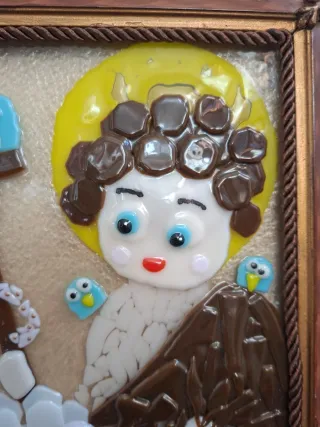 São João em Vidro com Moldura Moldura antiga 36x30