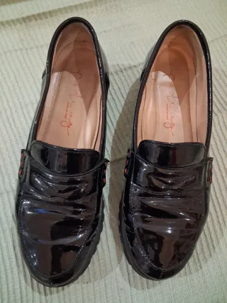 Mocassini Pas de rouge vernice pelle nera