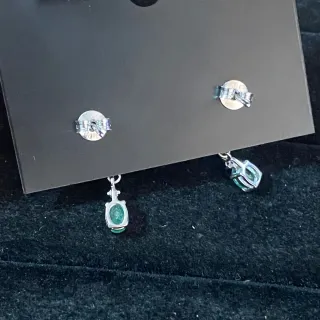 Pendientes Plata 925 Esmeralda Hoja