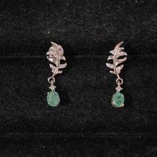 Pendientes Plata 925 Esmeralda Hoja