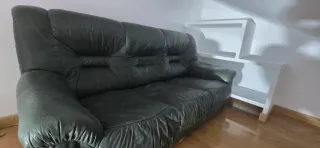 Sofá 3 plazas piel verde jardín