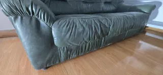 Sofá 3 plazas piel verde jardín