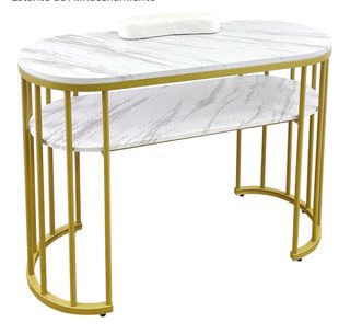Mesa de manicura mármol y oro