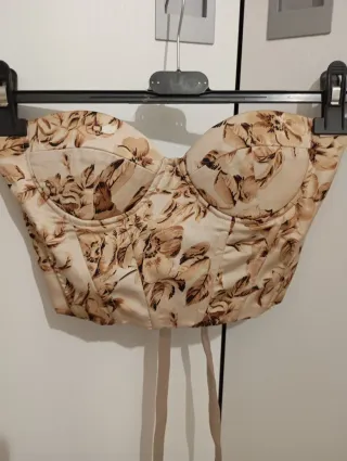 Top corsé estampado floral Shein