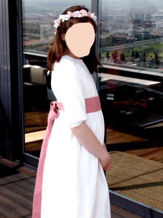 Vestido de Comunión Petritas Blanco y Rosa