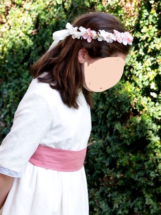 Vestido de Comunión Petritas Blanco y Rosa