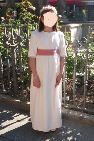 Vestido de Comunión Petritas Blanco y Rosa