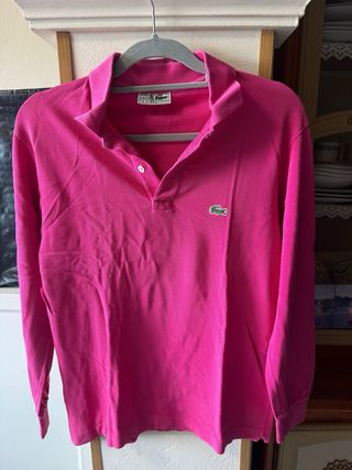 Polo Lacoste hombre manga larga rosa
