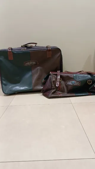 Juego maleta y bolso piel sintética