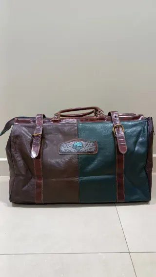 Juego maleta y bolso piel sintética