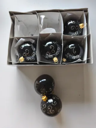 36 Adornos Navideños Negros y Plateados