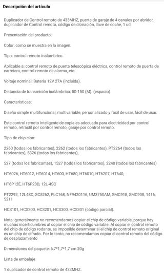 Duplicador Mando Garaje 4 Botones