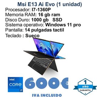MSI E13 Ai Evo Portátil 16GB RAM SSD 1TB