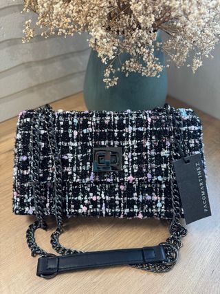 Bolso Paco Martinez negro tweed multicolor