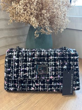 Bolso Paco Martinez negro tweed multicolor