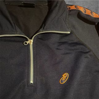 Felpa Asics 1/4 Zip Nera Arancione