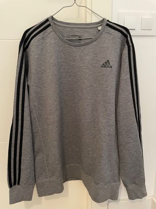 Sudadera Adidas Gris con Rayas Negras