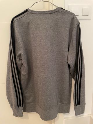Sudadera Adidas Gris con Rayas Negras