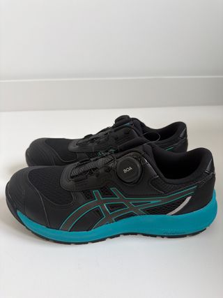Zapatos de seguridad Asics negros y turquesa