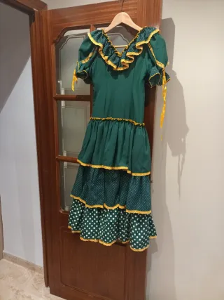 Traje Flamenco Verde y Amarillo Talla Única