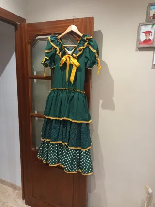 Traje Flamenco Verde y Amarillo Talla Única