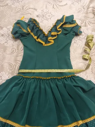 Traje Flamenco Verde y Amarillo Talla Única