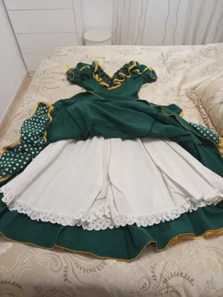 Traje Flamenco Verde y Amarillo Talla Única