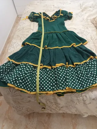 Traje Flamenco Verde y Amarillo Talla Única
