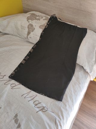 Vestido de fiesta encaje negro y beige