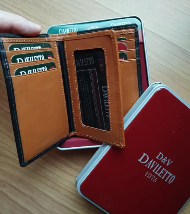 Billetera Tarjetero Piel Hombre Daviletto Marrón/N