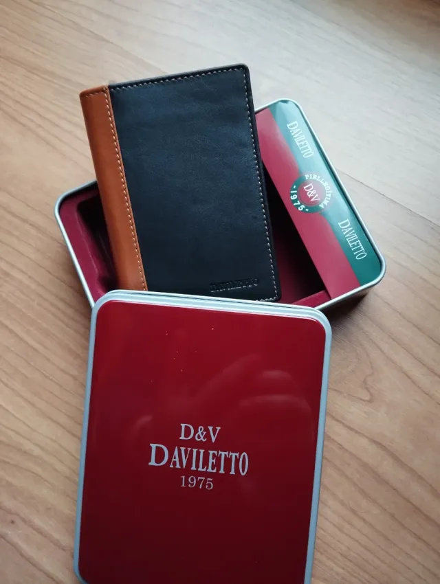 Billetera Tarjetero Piel Hombre Daviletto Marrón/N