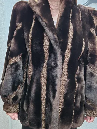 Chaquetón Mouton Tiras Astracán Marrón