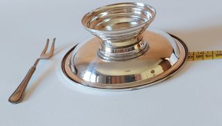 Vassoio in silver plate con forchettina