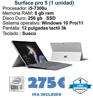 Microsoft Surface Pro 5 i5 256GB SSD 8GB RAM